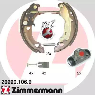 Zimmermann 20990.106.9 - Комплект тормозных колодок, барабанные autosila-amz.com