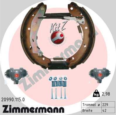 Zimmermann 20990.115.0 - Колодки тормозные барабанные; комплект тормозной Z PSA autosila-amz.com