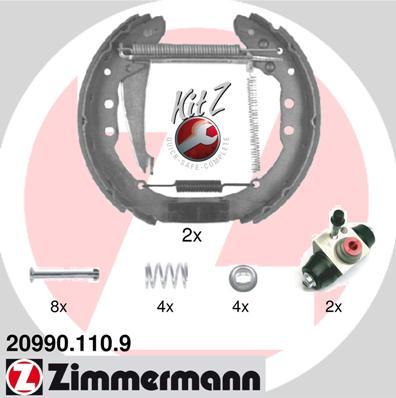 Zimmermann 20990.110.9 - Комплект тормозных колодок, барабанные autosila-amz.com