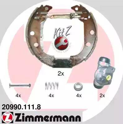 Zimmermann 20990.111.8 - ремкомплект торм.колодок с цилиндром Peugeot 206 1.1/i/1.6i/1.4/i/Hdi/2.0HDi/1.9D 98> autosila-amz.com