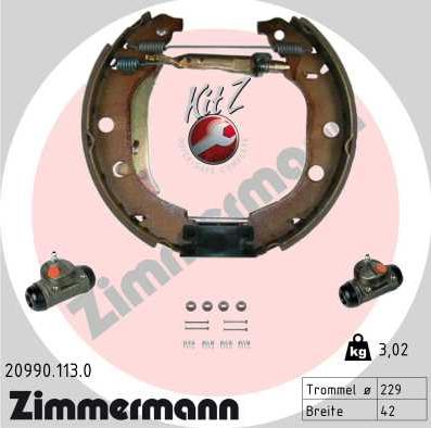 Zimmermann 20990.113.0 - Комплект тормозных колодок, барабанные autosila-amz.com