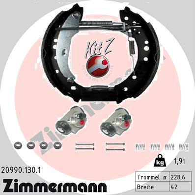 Zimmermann 20990.130.1 - Комплект тормозных колодок, барабанные autosila-amz.com