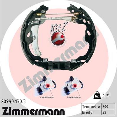 Zimmermann 20990.130.3 - Комплект тормозных колодок, барабанные autosila-amz.com