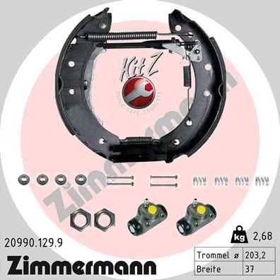 Zimmermann 20990.129.9 - Комплект тормозных колодок, барабанные autosila-amz.com