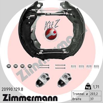 Zimmermann 20990.129.8 - Комплект тормозных колодок, барабанные autosila-amz.com
