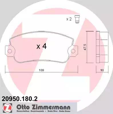 Zimmermann 20950.180.2 - Тормозные колодки, дисковые, комплект autosila-amz.com