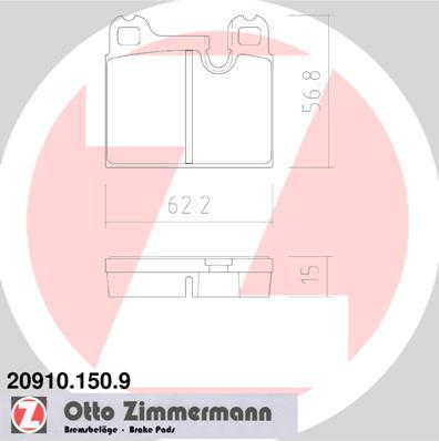 Zimmermann 20910.150.9 - Тормозные колодки, дисковые, комплект autosila-amz.com