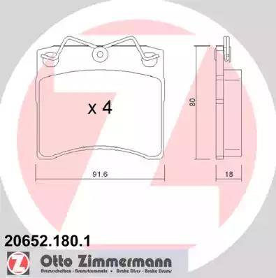 Zimmermann 20652.180.1 - Тормозные колодки, дисковые, комплект autosila-amz.com