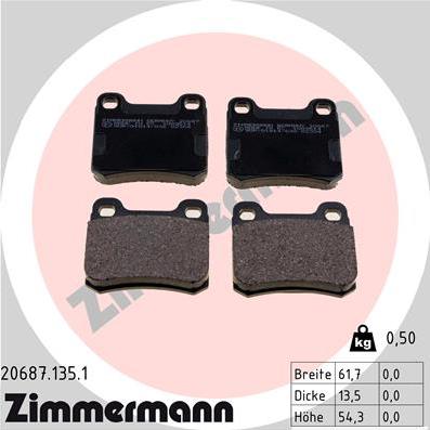 Zimmermann 20687.135.1 - Тормозные колодки, дисковые, комплект autosila-amz.com