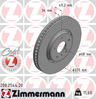 Zimmermann 200.2544.20 - Тормозной диск autosila-amz.com