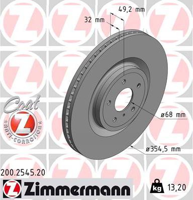 Zimmermann 200.2545.20 - Тормозной диск autosila-amz.com