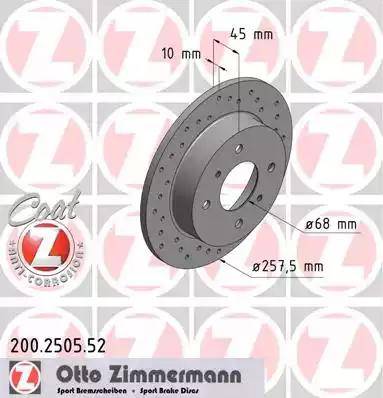 Zimmermann 200.2505.52 - Тормозной диск autosila-amz.com