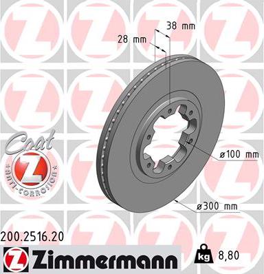 Zimmermann 200.2516.20 - Тормозной диск autosila-amz.com