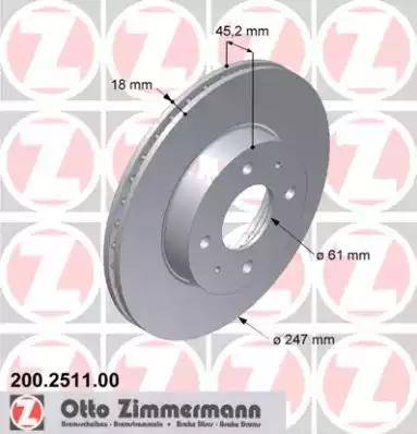 Zimmermann 200.2511.00 - Тормозной диск autosila-amz.com