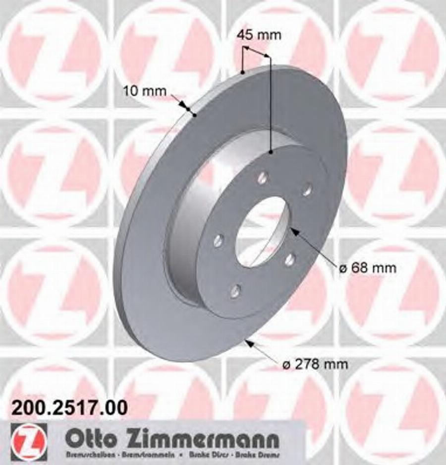 Zimmermann 200.2517.00 - Тормозной диск autosila-amz.com