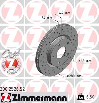 Zimmermann 200.2526.52 - Тормозной диск autosila-amz.com