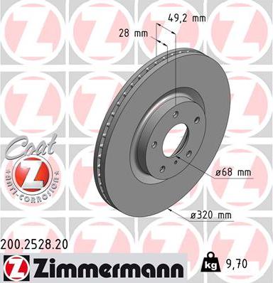 Zimmermann 200.2528.20 - Тормозной диск autosila-amz.com