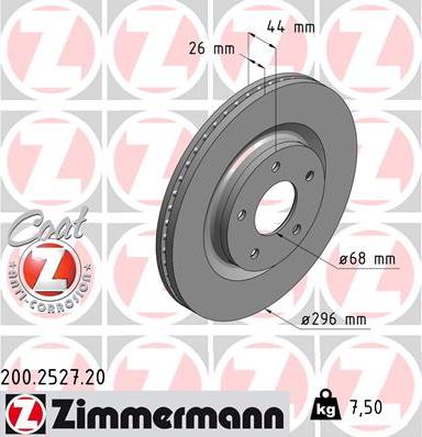 Zimmermann 200.2527.20 - Тормозной диск autosila-amz.com