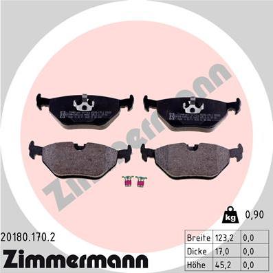 Zimmermann 20180.170.2 - Тормозные колодки, дисковые, комплект autosila-amz.com