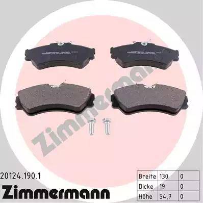 Zimmermann 20124.190.1 - Тормозные колодки, дисковые, комплект autosila-amz.com