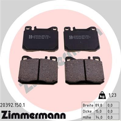 Zimmermann 20392.150.1 - Тормозные колодки, дисковые, комплект autosila-amz.com