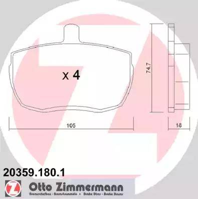 Zimmermann 20359.180.1 - Тормозные колодки, дисковые, комплект autosila-amz.com