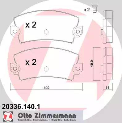 Zimmermann 20336.140.1 - Тормозные колодки, дисковые, комплект autosila-amz.com