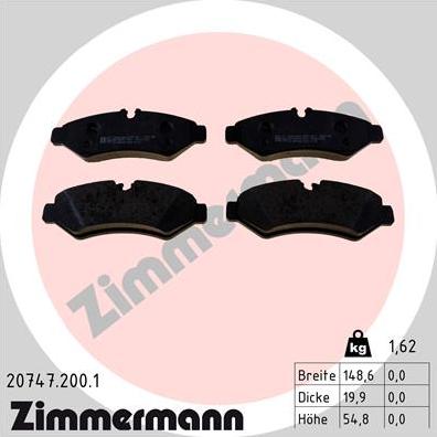 Zimmermann 20747.200.1 - Тормозные колодки, дисковые, комплект autosila-amz.com