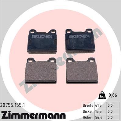 Zimmermann 20755.155.1 - Колодки тормозные дисковые autosila-amz.com