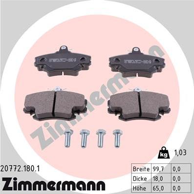 Zimmermann 20772.180.1 - Тормозные колодки, дисковые, комплект autosila-amz.com
