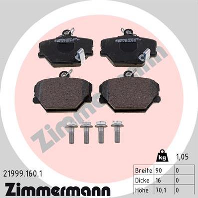 Zimmermann 21999.160.1 - Тормозные колодки, дисковые, комплект autosila-amz.com