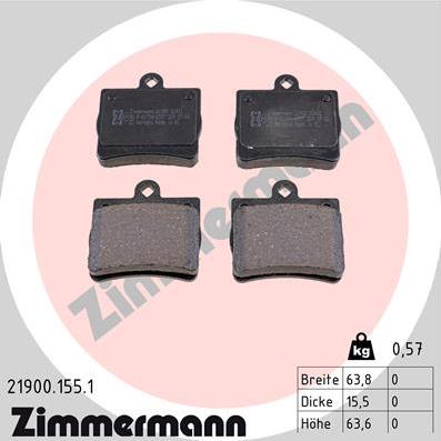 Zimmermann 21900.155.1 - Тормозные колодки, дисковые, комплект autosila-amz.com