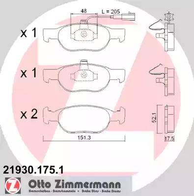Zimmermann 21930.175.1 - Тормозные колодки, дисковые, комплект autosila-amz.com
