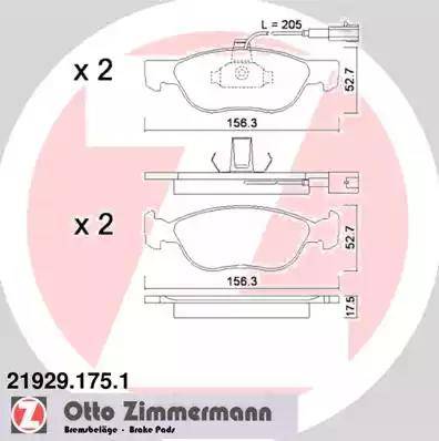 Zimmermann 21929.175.1 - Тормозные колодки, дисковые, комплект autosila-amz.com