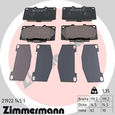 Zimmermann 21922.145.1 - Тормозные колодки, дисковые, комплект autosila-amz.com