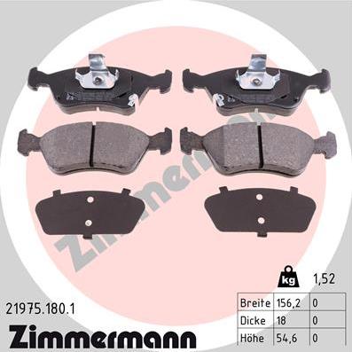 Zimmermann 21975.180.1 - Тормозные колодки, дисковые, комплект autosila-amz.com