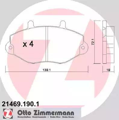 Zimmermann 21469.190.1 - Тормозные колодки, дисковые, комплект autosila-amz.com