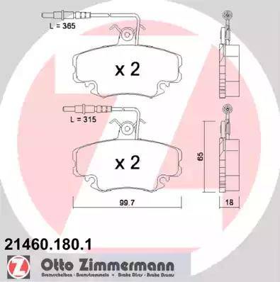 Zimmermann 21460.180.1 - Тормозные колодки, дисковые, комплект autosila-amz.com
