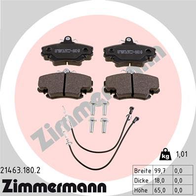 Zimmermann 21463.180.2 - Тормозные колодки, дисковые, комплект autosila-amz.com
