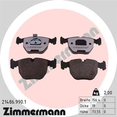 Zimmermann 21486.990.1 - Тормозные колодки, дисковые, комплект autosila-amz.com