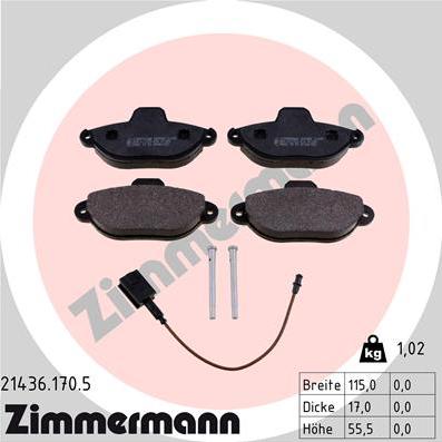 Zimmermann 21436.170.5 - Тормозные колодки, дисковые, комплект autosila-amz.com