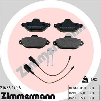 Zimmermann 21436.170.6 - Тормозные колодки, дисковые, комплект autosila-amz.com