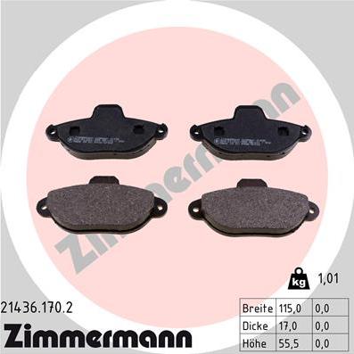Zimmermann 21436.170.2 - Тормозные колодки, дисковые, комплект autosila-amz.com