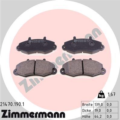 Zimmermann 21470.190.1 - Колодки тормозные дисковые Ford autosila-amz.com