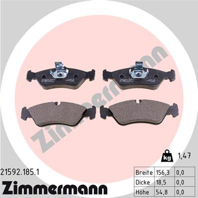 Zimmermann 21592.185.1 - Тормозные колодки, дисковые, комплект autosila-amz.com