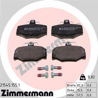 Zimmermann 21545.155.1 - Тормозные колодки, дисковые, комплект autosila-amz.com
