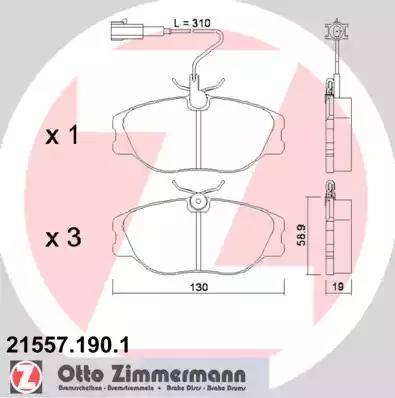 Zimmermann 21557.190.1 - Тормозные колодки, дисковые, комплект autosila-amz.com