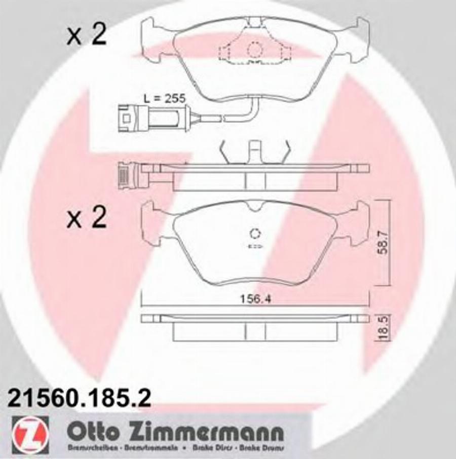 Zimmermann 215601852 - Тормозные колодки, дисковые, комплект autosila-amz.com