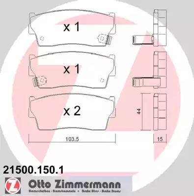 Zimmermann 21500.150.1 - Тормозные колодки, дисковые, комплект autosila-amz.com