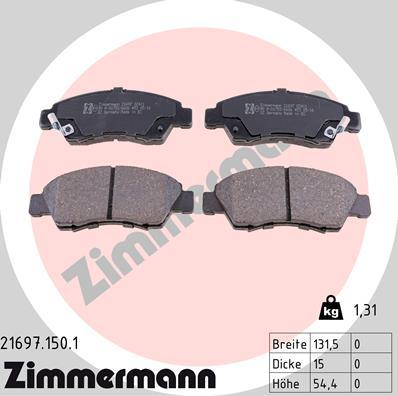 Zimmermann 21697.150.1 - Тормозные колодки, дисковые, комплект autosila-amz.com